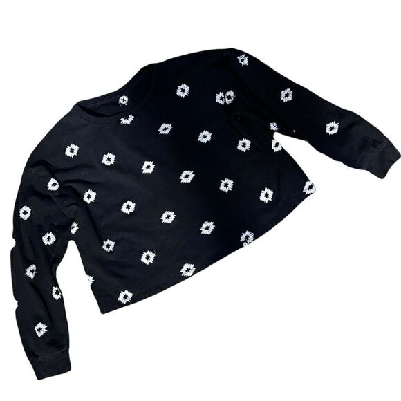 CIRCLEX BLACK & WHITE GEOMETRIC PATTERN WOMEN’S SWEATSHIRT SIZE SMALL - Picture 1 of 4